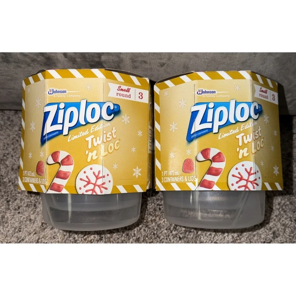 Ziploc Twist N Loc Small‎ Round (2) Medium Storage Containers New 1 PT 2015